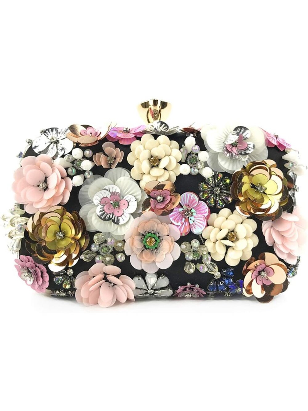 〽️Women's Black Flower Clutch Purse Evening Handbag Chain Strap Shoulder Bag